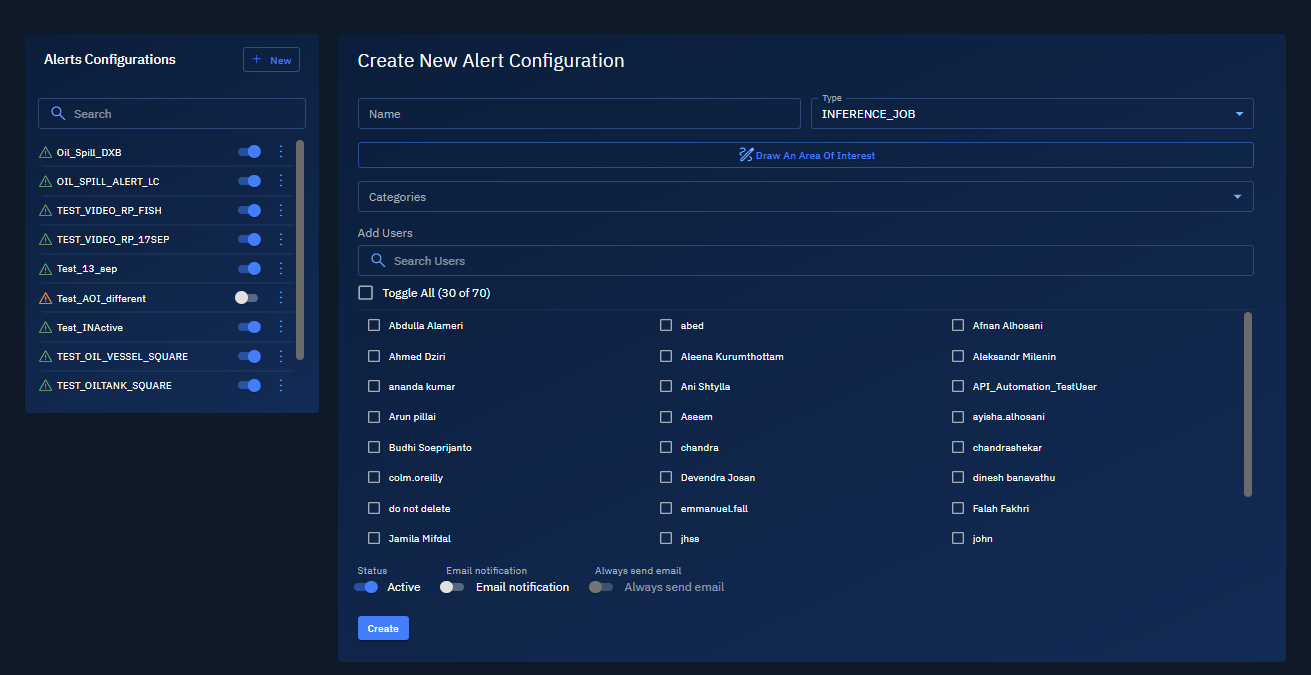 Alerts Config Page