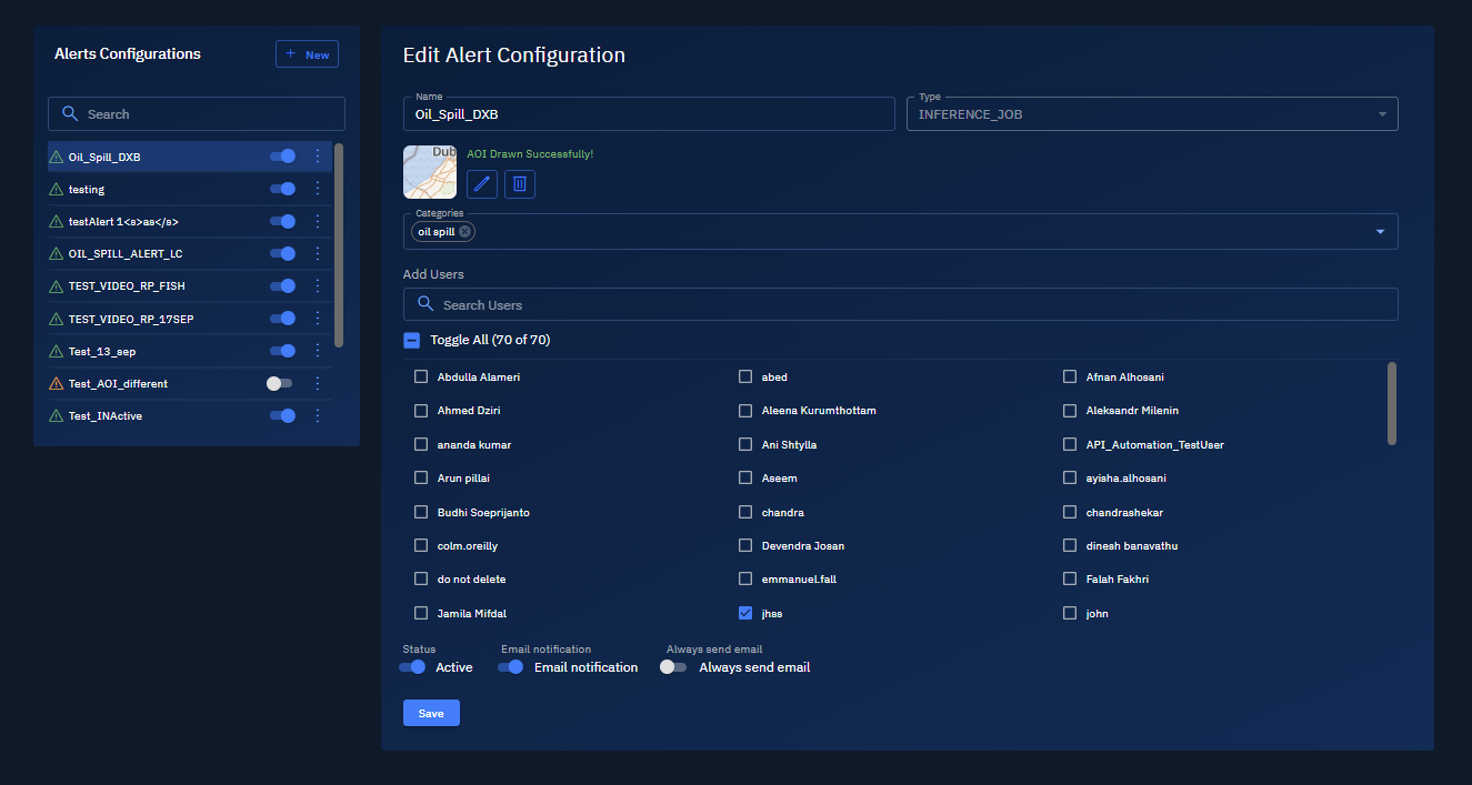 Edit Alerts Config Page