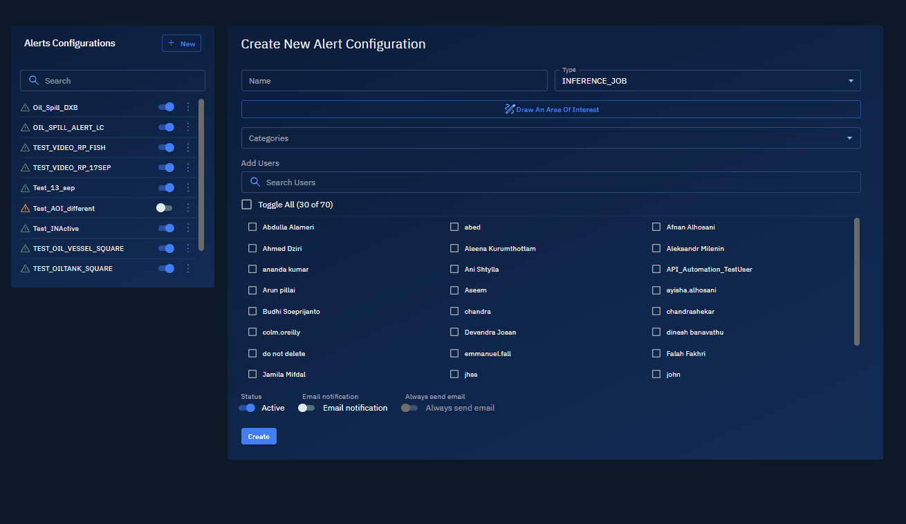 Alerts Config Page