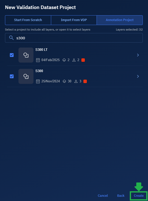 Creating a New Validation Dataset Project