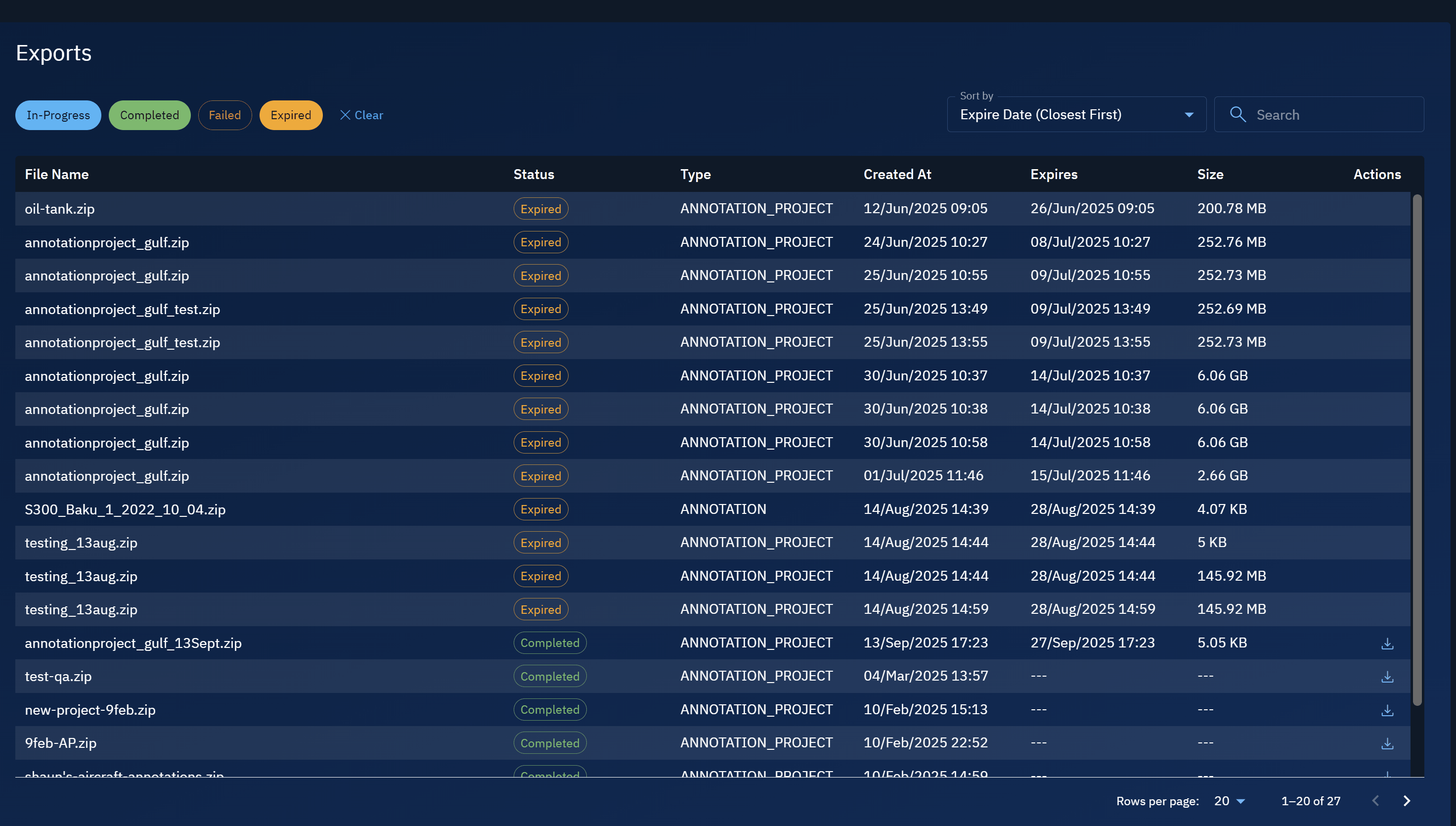 Sorting Exports