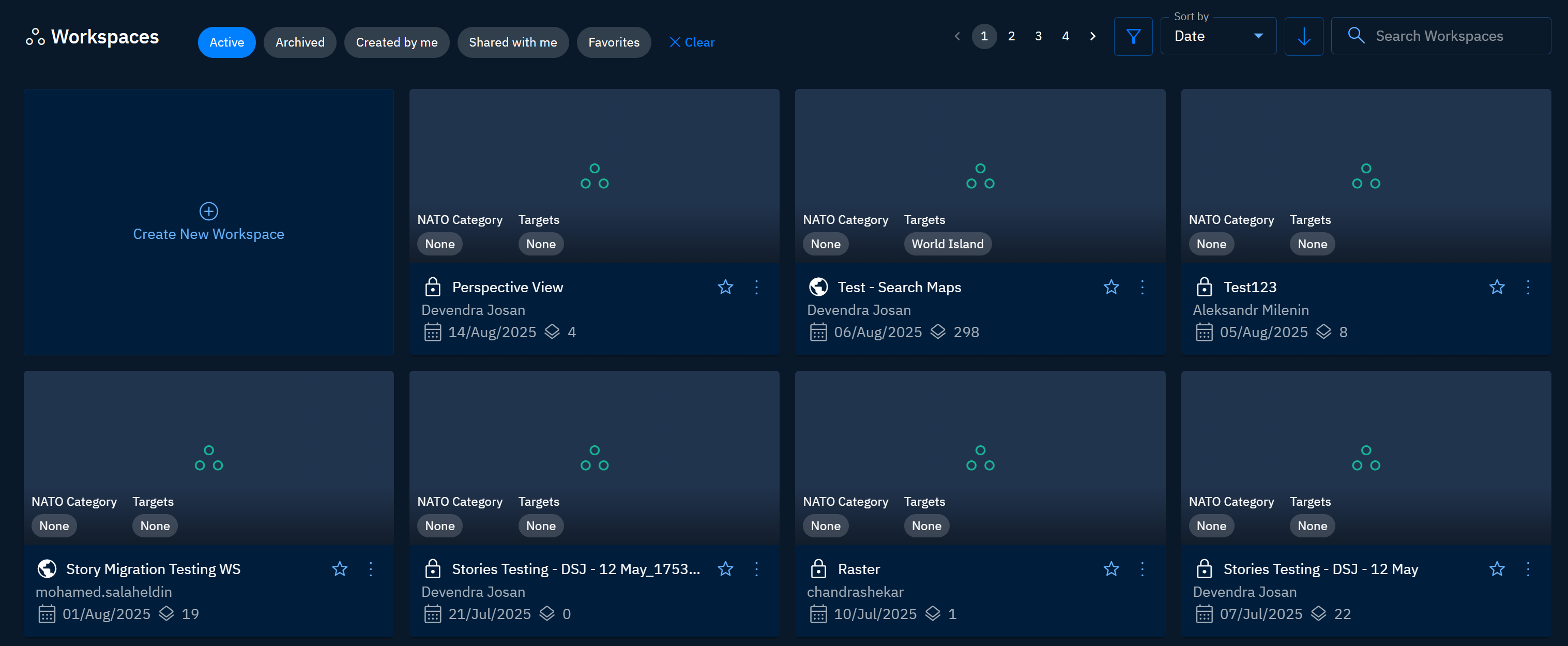Viewing Active Workspaces