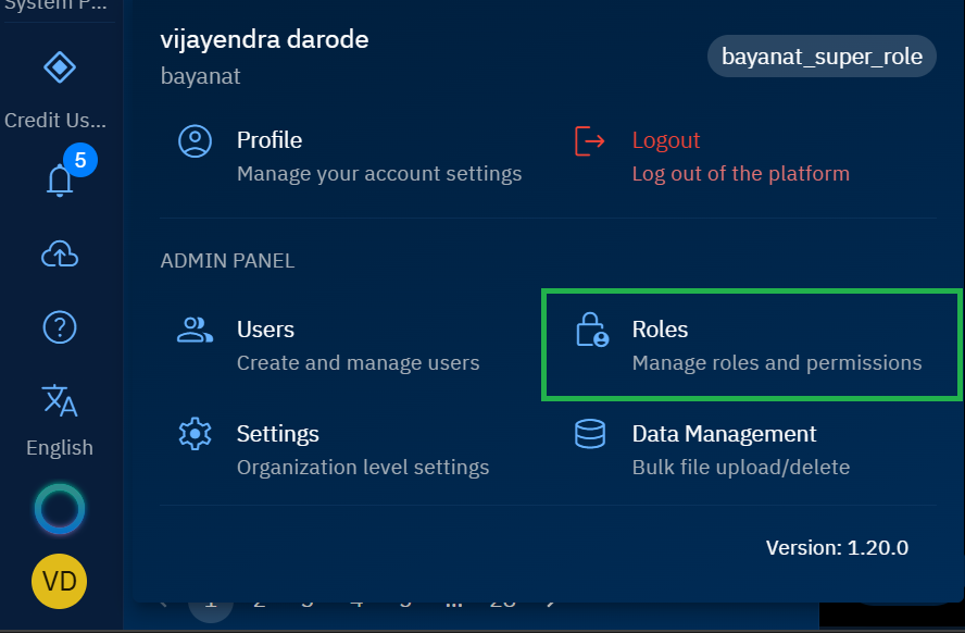 Accessing Roles module