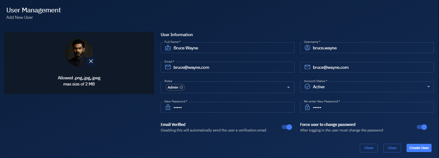 NCreating New User